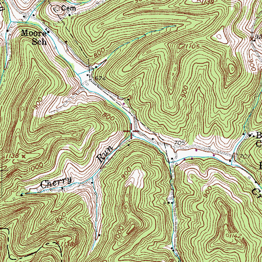 Topographic Map of Cherry Run, WV