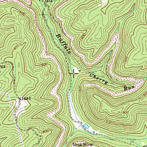 Topographic Map of Cherry Run, WV