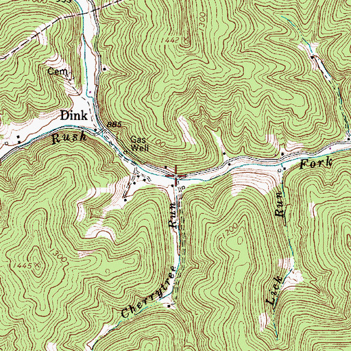 Topographic Map of Cherrytree Run, WV