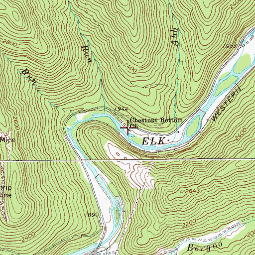 Topographic Map of Chestnut Bottom Church, WV
