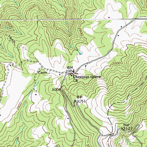 Topographic Map of Chestnut Grove Church, WV