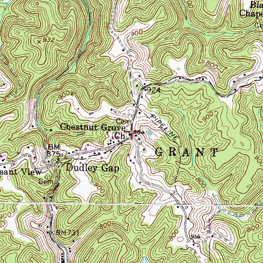 Topographic Map of Chestnut Grove Church, WV