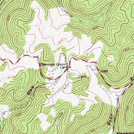 Topographic Map of Chestnut Grove Church, WV