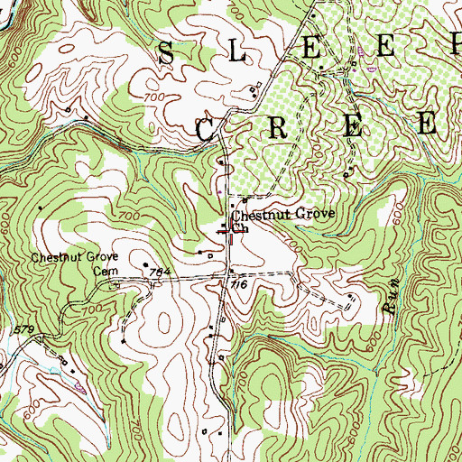 Topographic Map of Chestnut Grove Church, WV