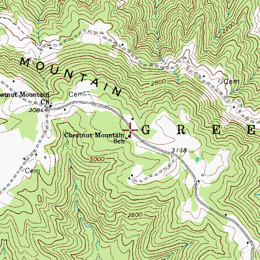 Topographic Map of Chestnut Mountain School (historical), WV