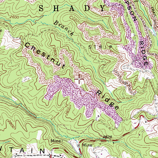 Topographic Map of Chestnut Ridge, WV