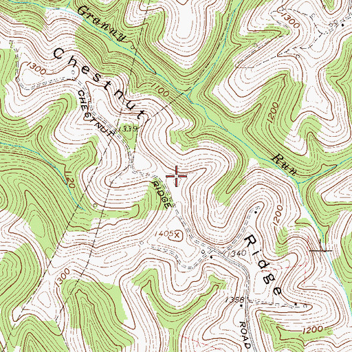 Topographic Map of Chestnut Ridge, WV