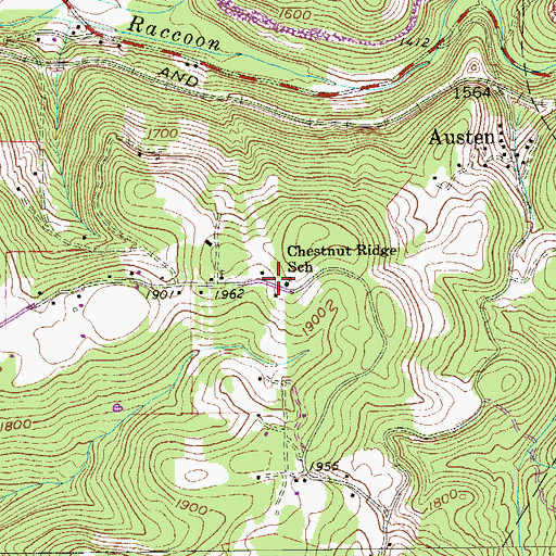 Topographic Map of Chestnut Ridge School (historical), WV