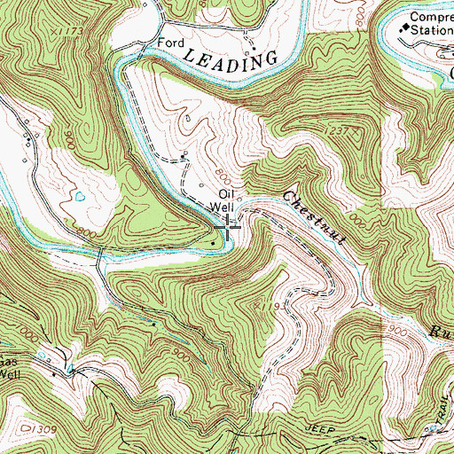 Topographic Map of Chestnut Run, WV