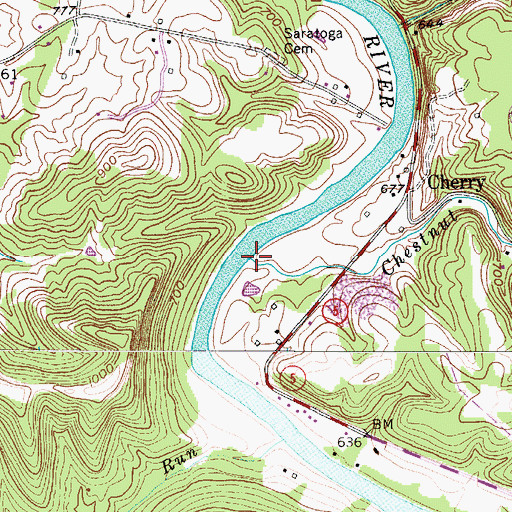 Topographic Map of Chestnut Run, WV