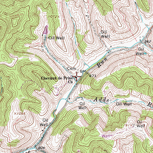 Topographic Map of Chevaux de Frise Church, WV