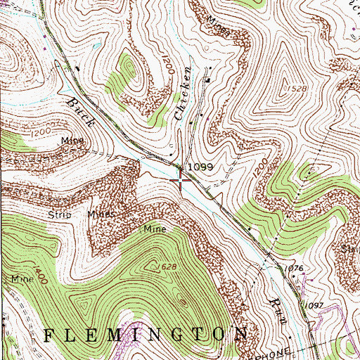 Topographic Map of Chicken Run, WV