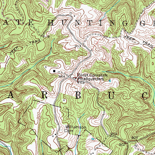 Topographic Map of Chief Cornstalk Headquarters, WV