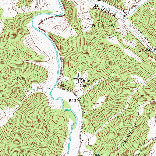Topographic Map of Childers Cemetery, WV