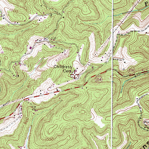Topographic Map of Childress Cemetery, WV