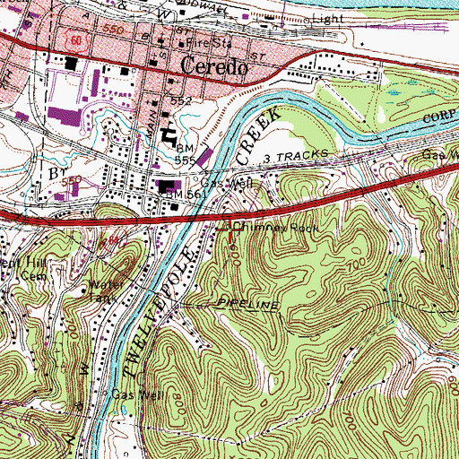 Topographic Map of Chimney Rock, WV