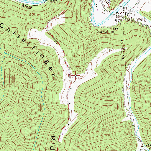 Topographic Map of Chiselfinger Ridge, WV