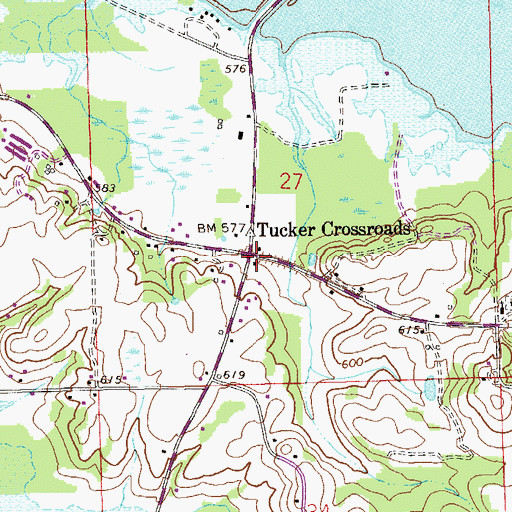 Topographic Map of Tucker Crossroads, AL