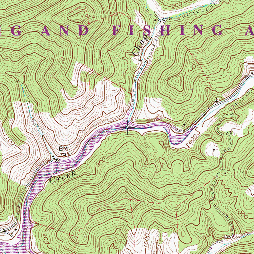 Topographic Map of Chop Fork, WV