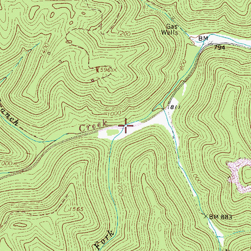 Topographic Map of Chrisley Fork, WV