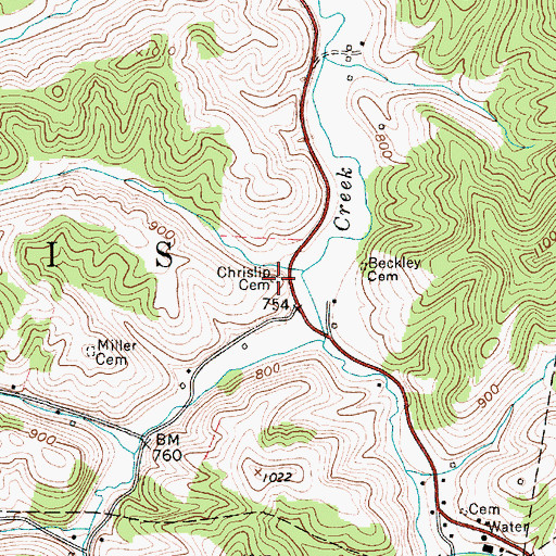 Topographic Map of Chrislip Cemetery, WV