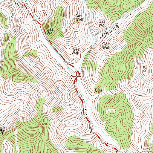 Topographic Map of Chunk Run, WV