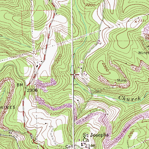 Topographic Map of Church Creek, WV