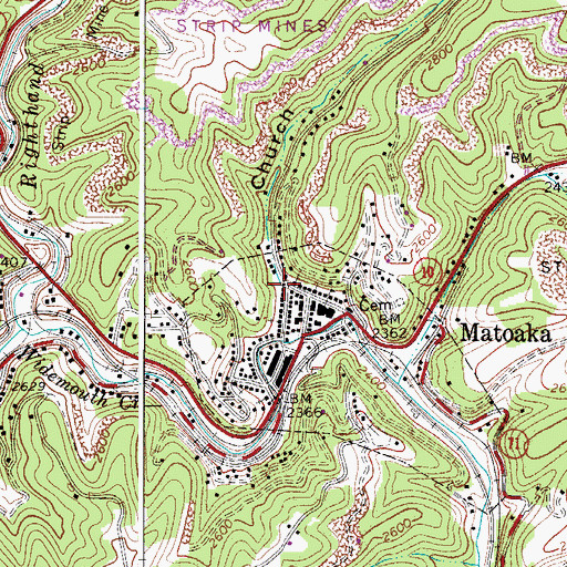 Topographic Map of Church Hollow, WV