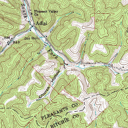 Topographic Map of Church Hollow, WV