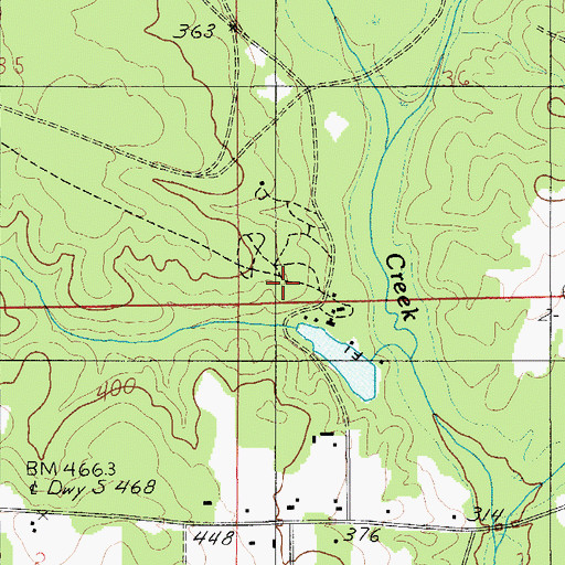 Topographic Map of Tukabatchee Camp, AL