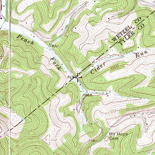 Topographic Map of Cider Run, WV