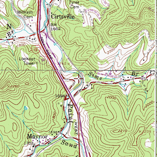 Topographic Map of Cirtsville School (historical), WV