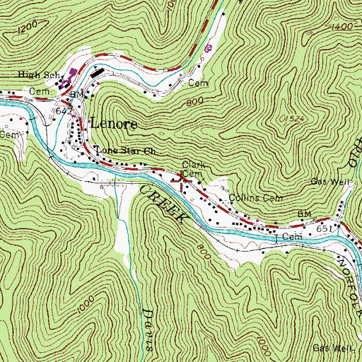 Topographic Map of Clark Cemetery, WV