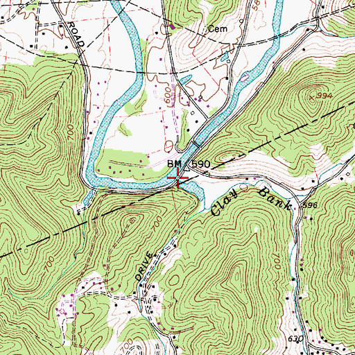 Topographic Map of Clay Bank Branch, WV