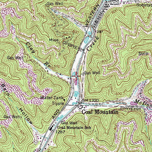 Topographic Map of Clay Branch, WV