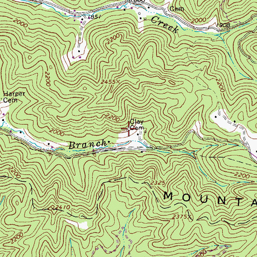 Topographic Map of Clay Cemetery, WV