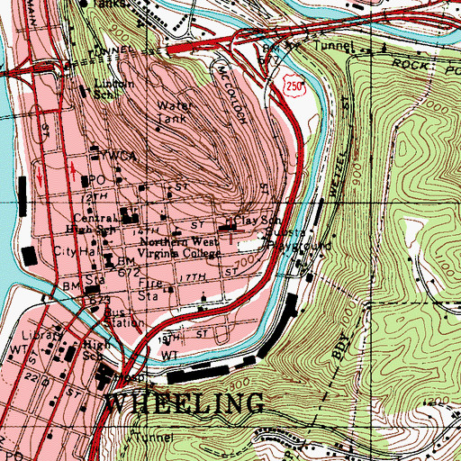 Topographic Map of Clay School (historical), WV