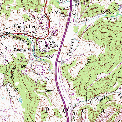 Topographic Map of Claylick Branch, WV