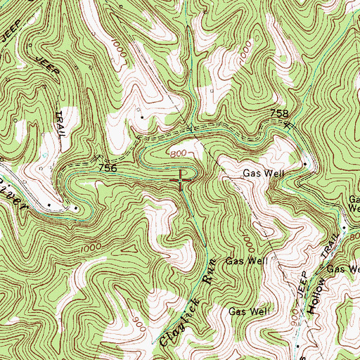 Topographic Map of Claylick Run, WV
