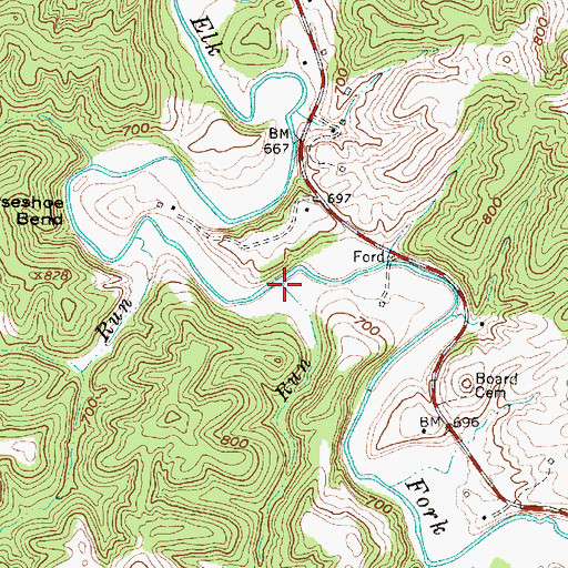 Topographic Map of Claylick Run, WV