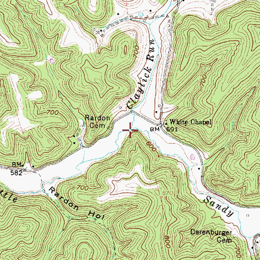 Topographic Map of Claylick Run, WV