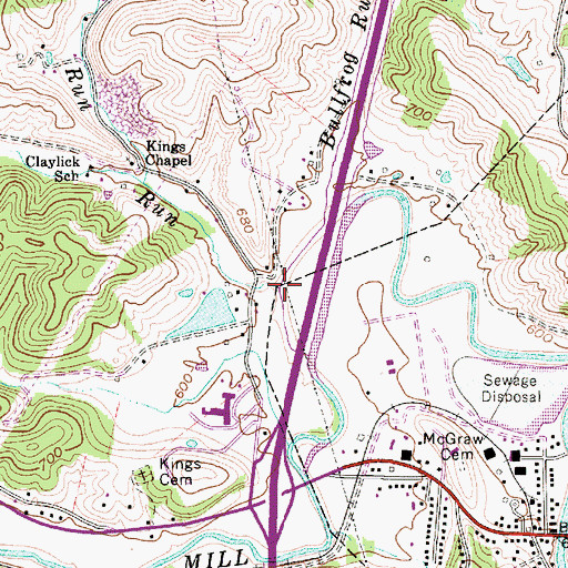 Topographic Map of Claylick Run, WV