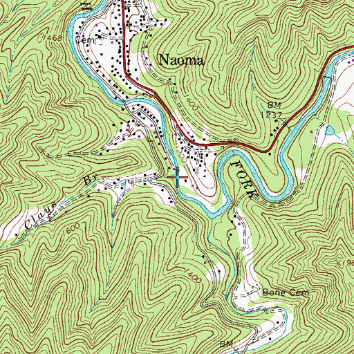 Topographic Map of Clays Branch, WV
