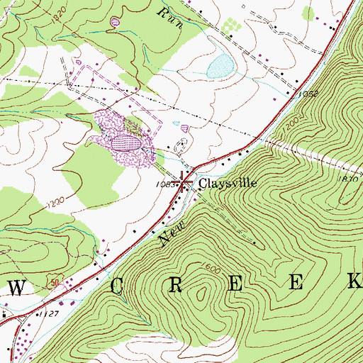 Topographic Map of Claysville, WV