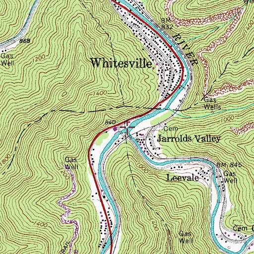 Topographic Map of Clear Fork, WV