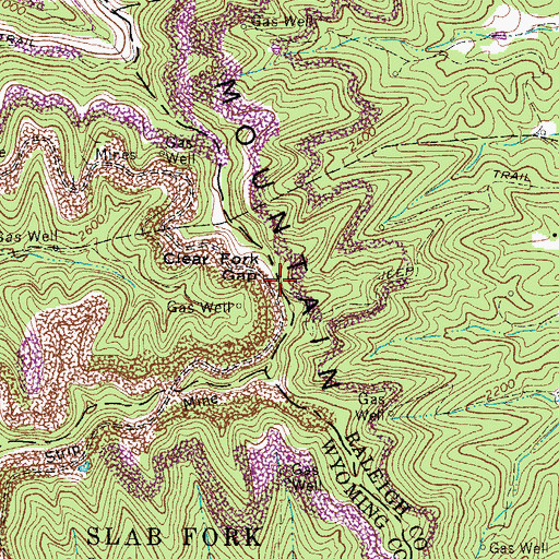 Topographic Map of Clear Fork Gap, WV