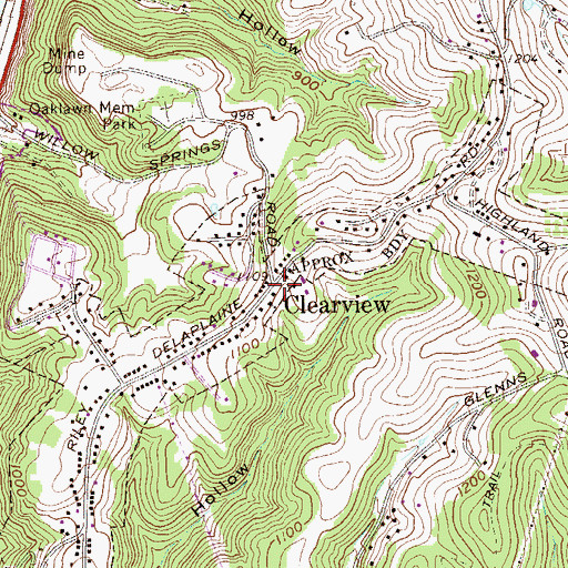 Topographic Map of Clearview, WV