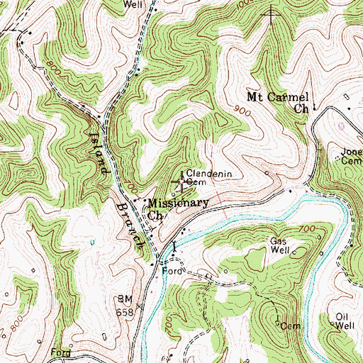 Topographic Map of Clendenin Cemetery, WV