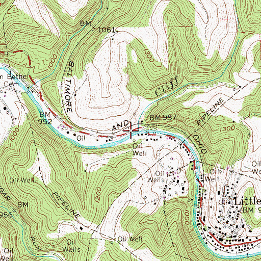 Topographic Map of Cliff Run, WV
