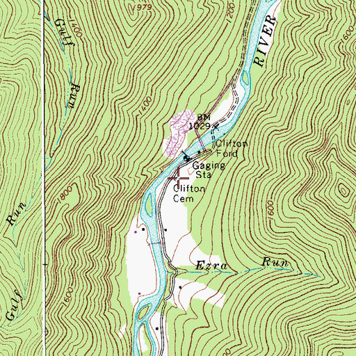 Topographic Map of Clifton Cemetery, WV